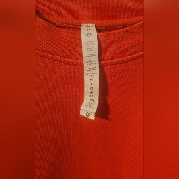 Lululemon Perfectly Oversized Crew in a vibrant red or orange color Size 14 - Picture 2 of 7